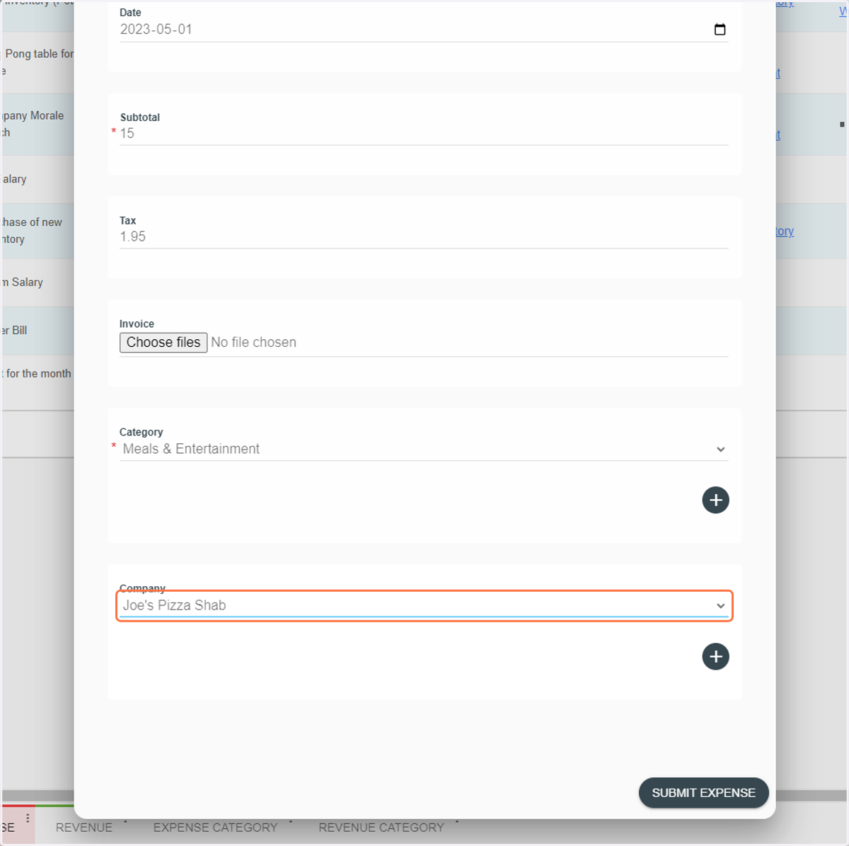 Select a Company or create one