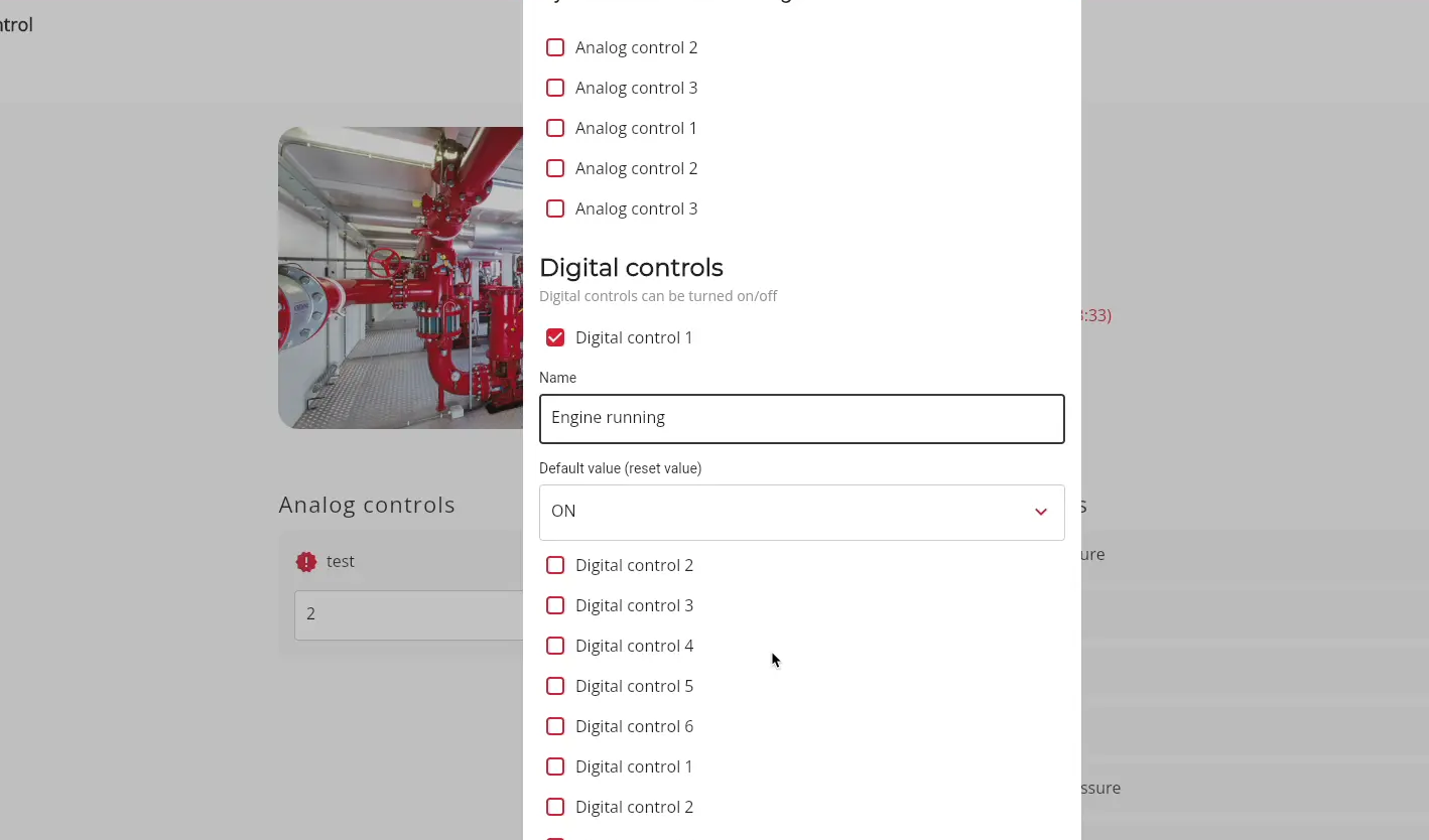 Enter the name and the default value of the digital control unit