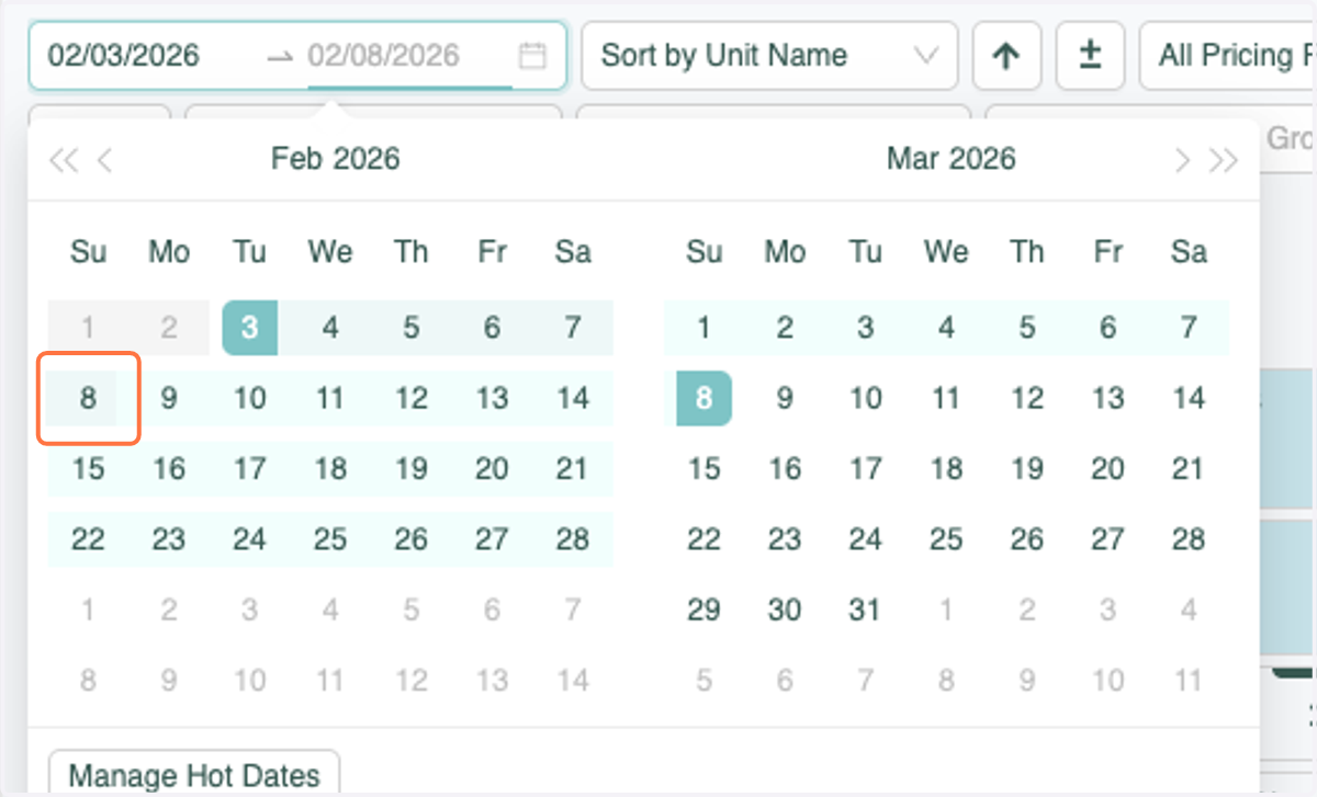 Select the End Date you'd like to make Event Adjustments to