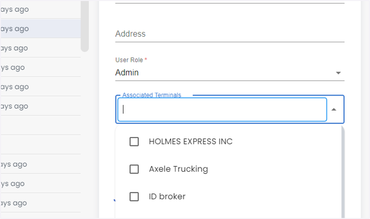 Click on Associated Terminals