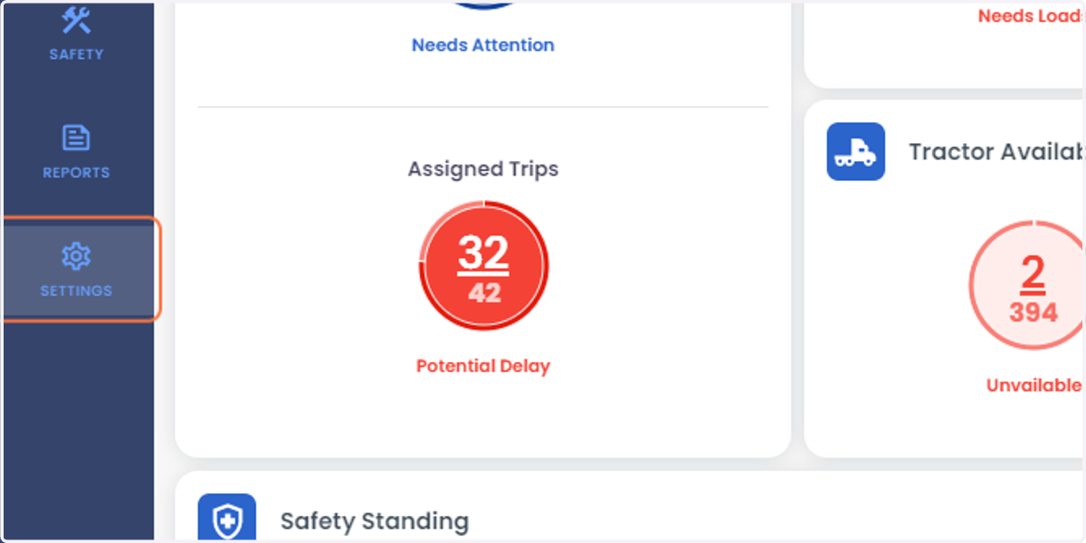 Click on Settings from the left side of the Navigation Bar
