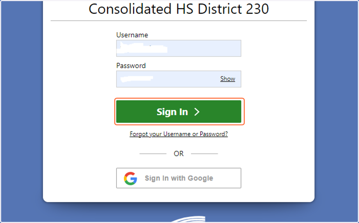 Go to your parent Skyward account. Click on Sign In