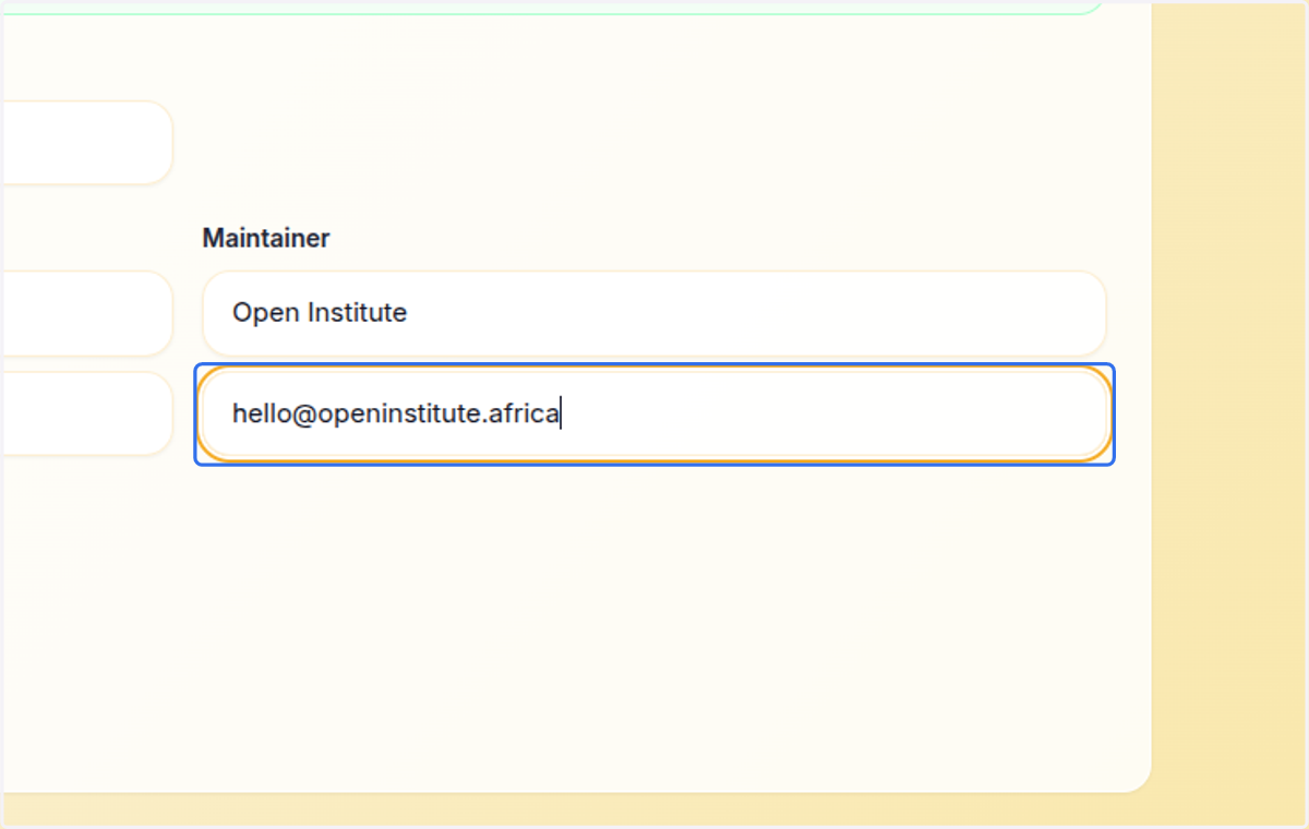 Type the maintainer email