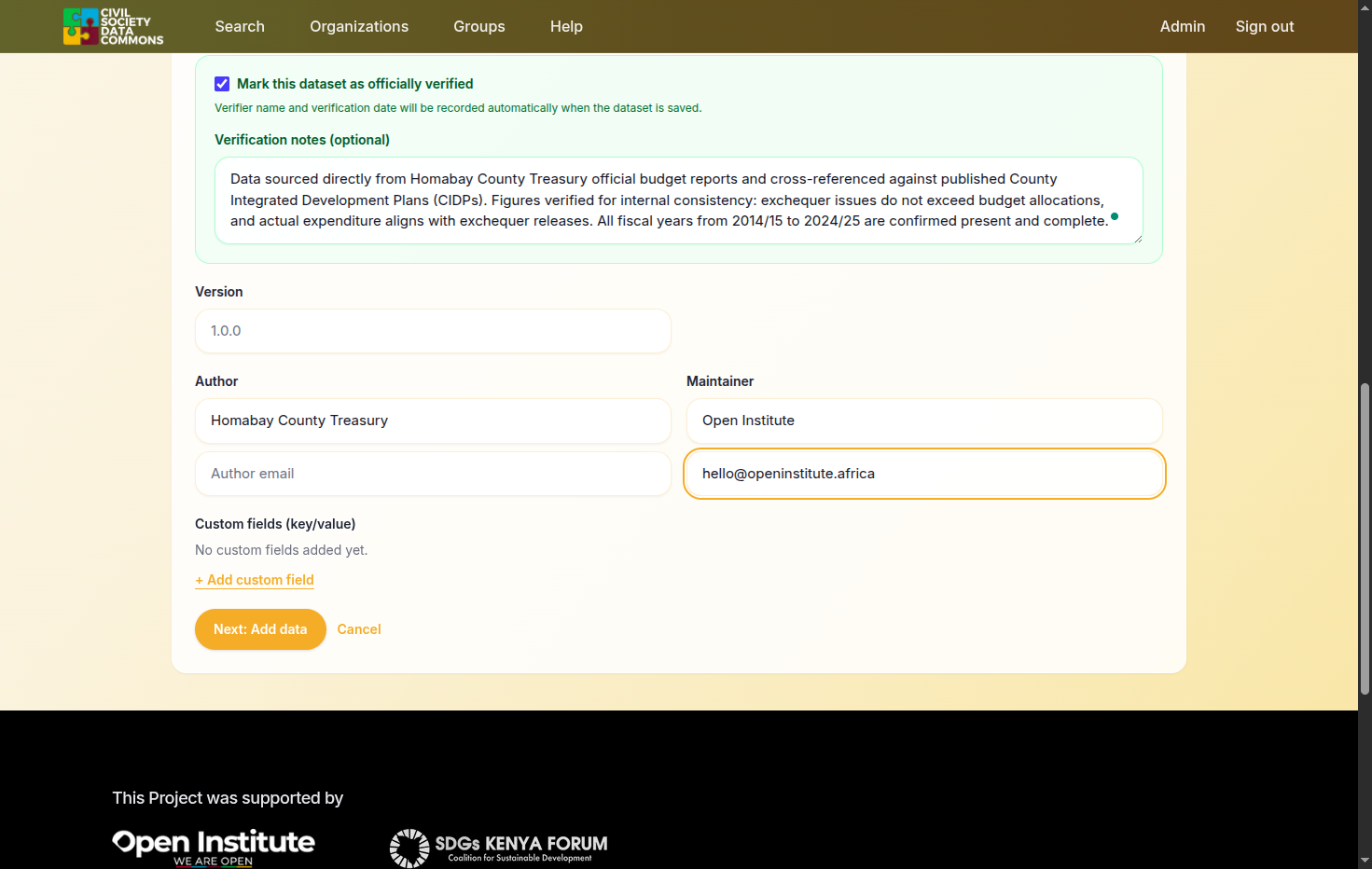 Add optional custom fields