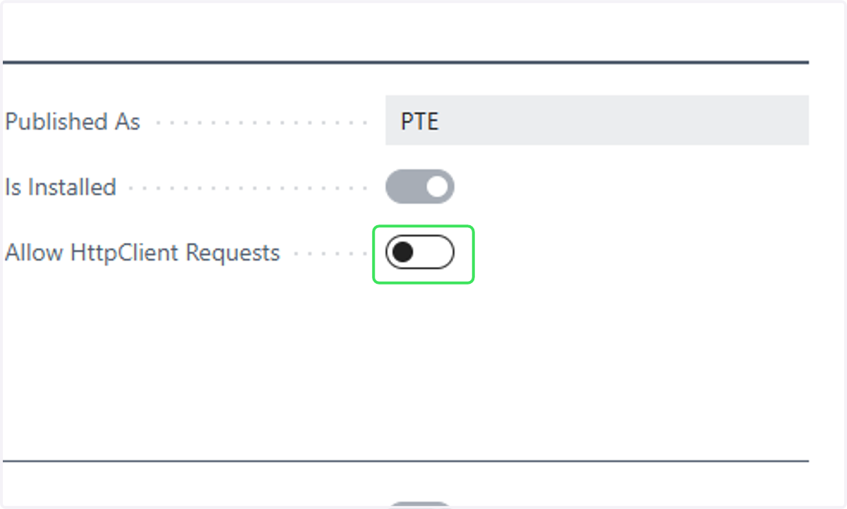 Toggle 'Allow HttpClient Requests' to On
