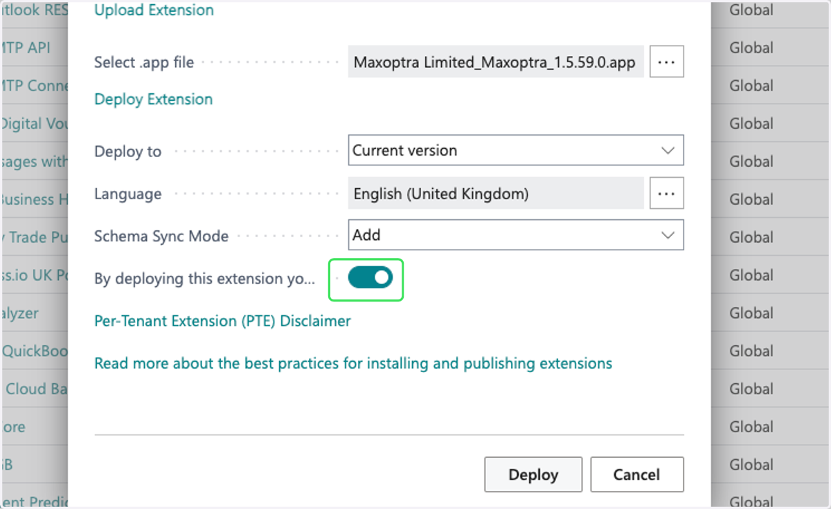 Click on confirmation checkbox