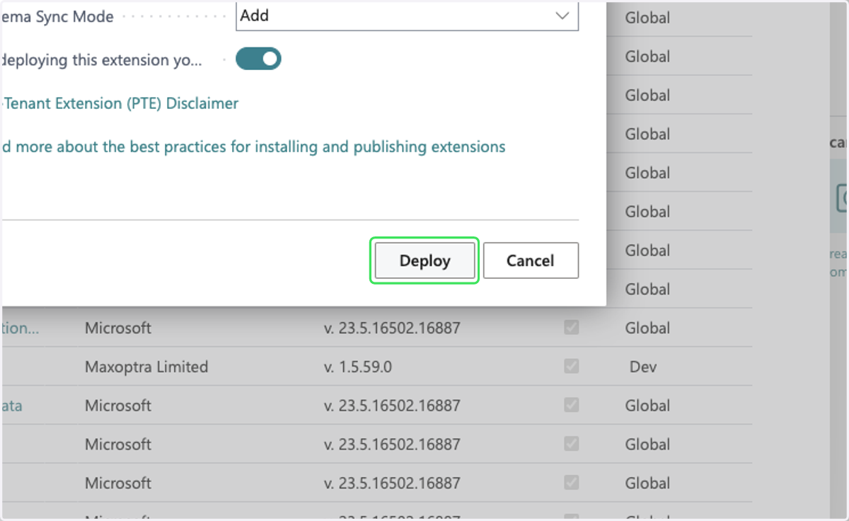 Click on Deploy