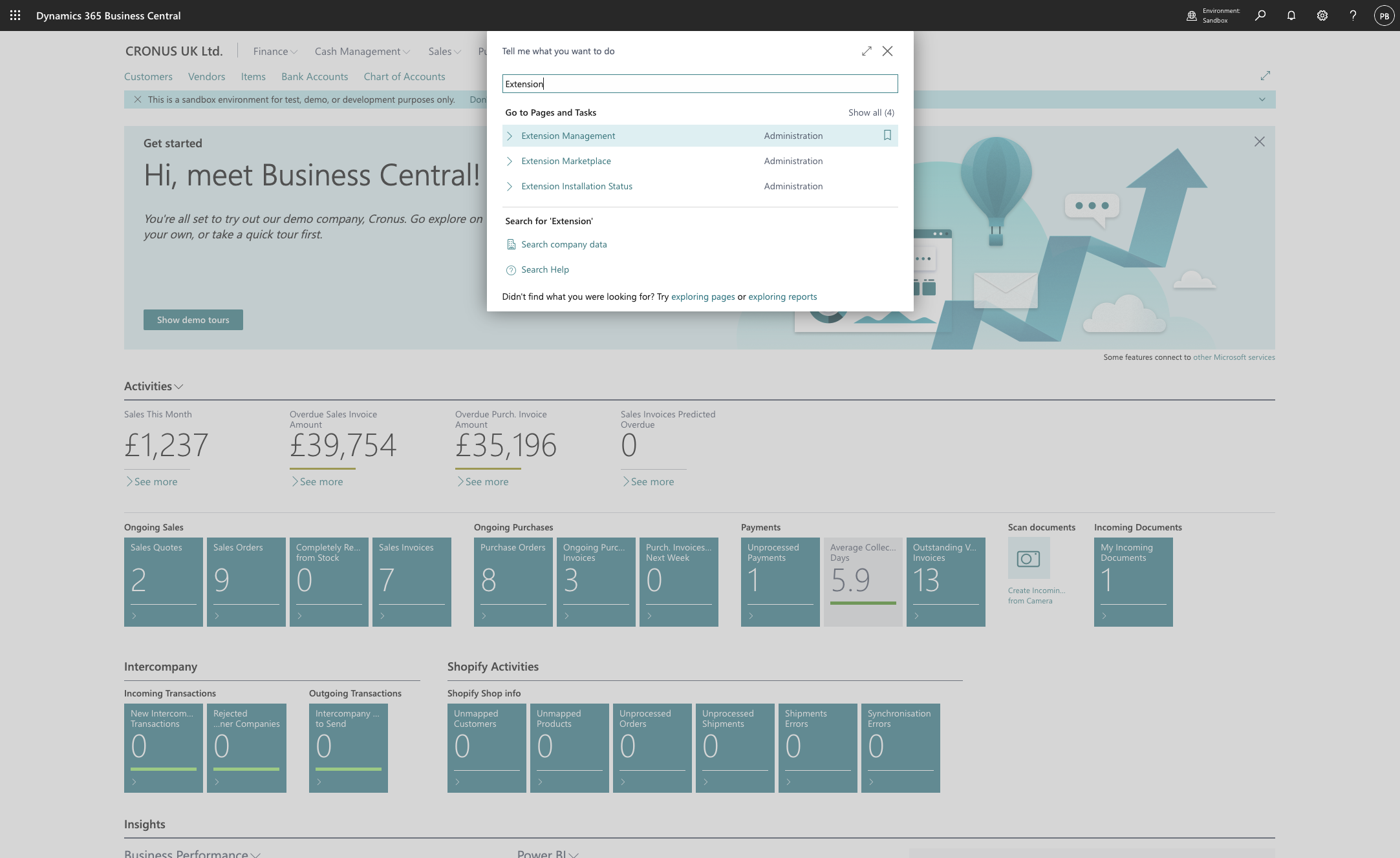 Click on Extension Management…