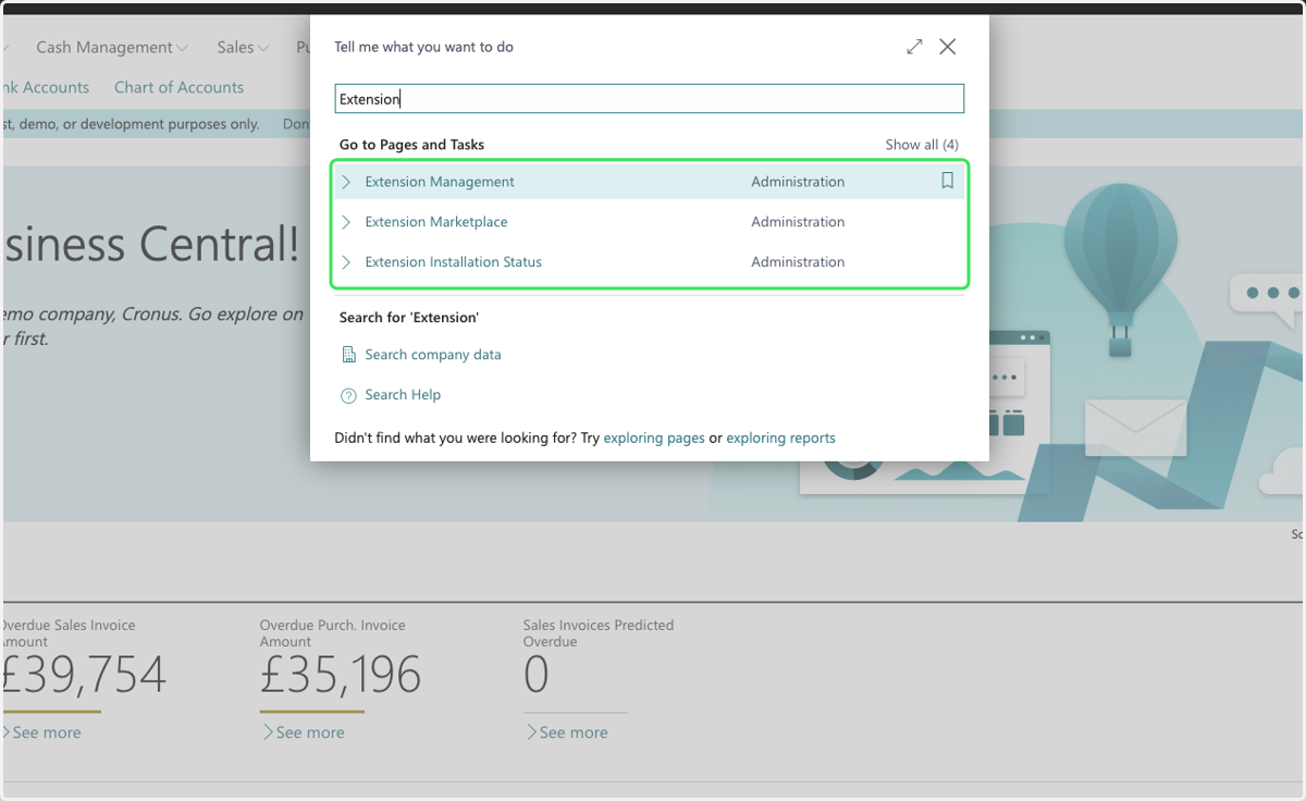 Click on Extension Management…
