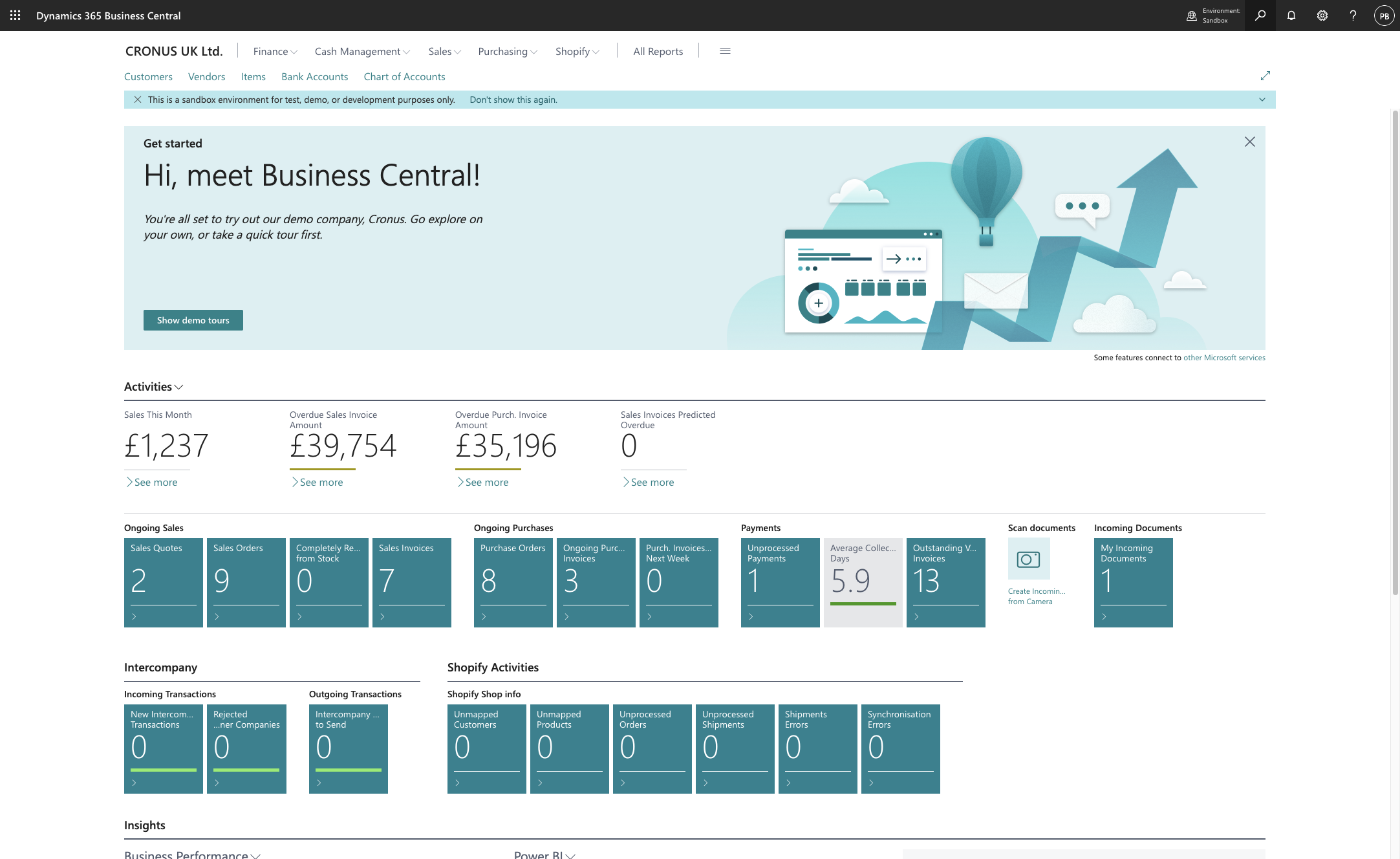 Click on the search button in Business Central while in the correct environment