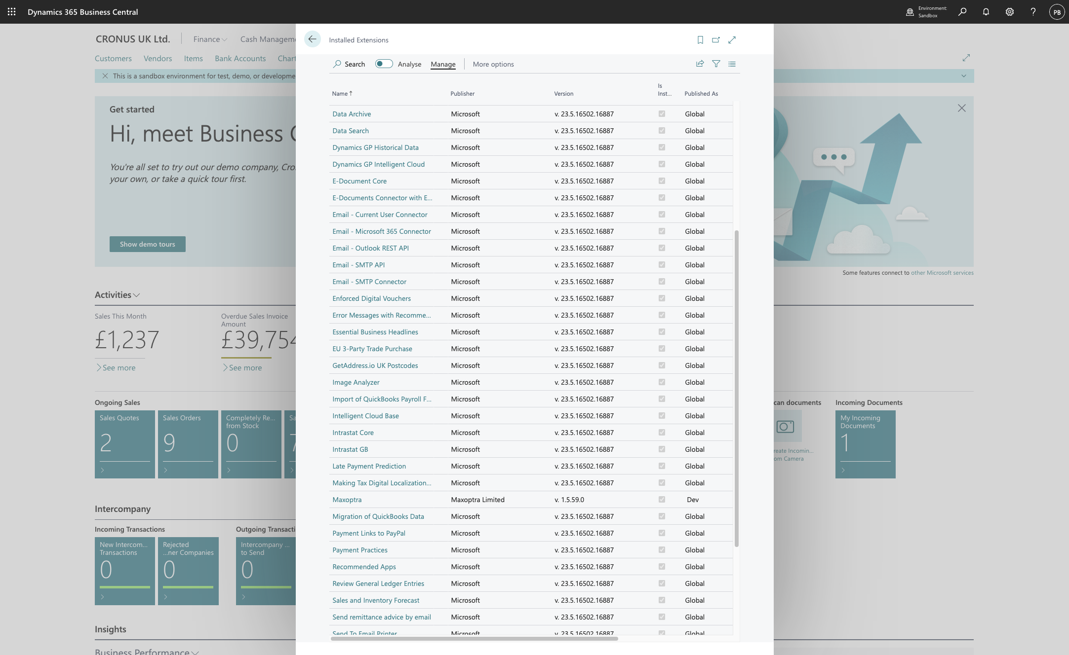 Click on Manage