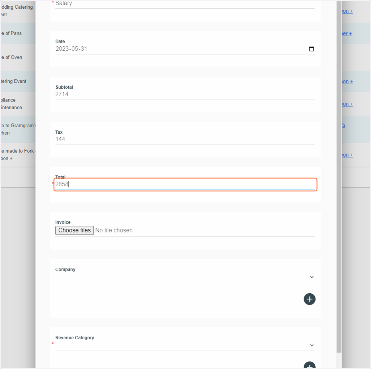 Type in the Total. You can also choose to upload a pay slip
