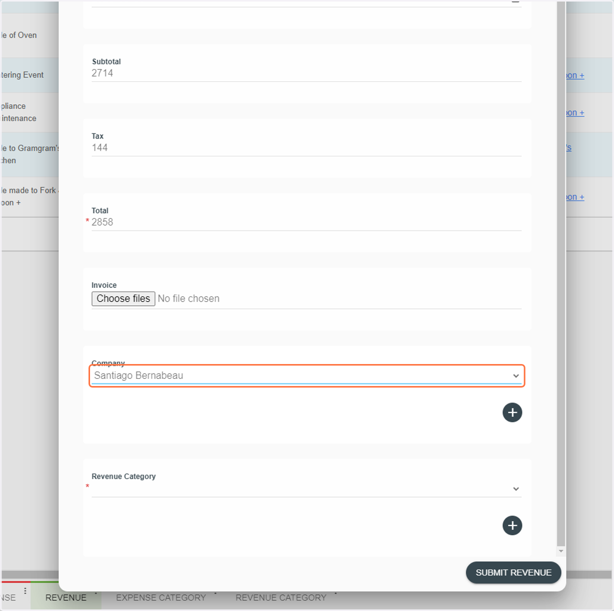Select a Company or create a new one