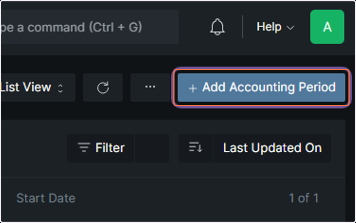 Click on Add Accounting Period