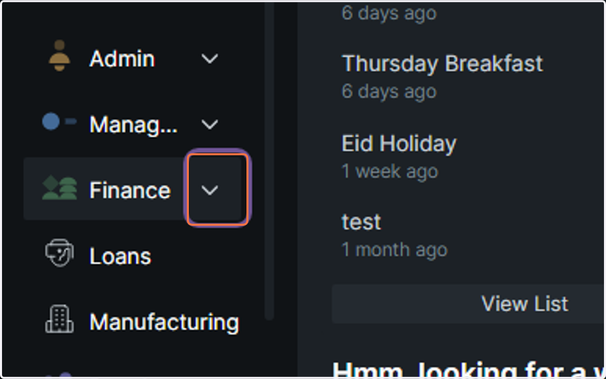 Click on Finance