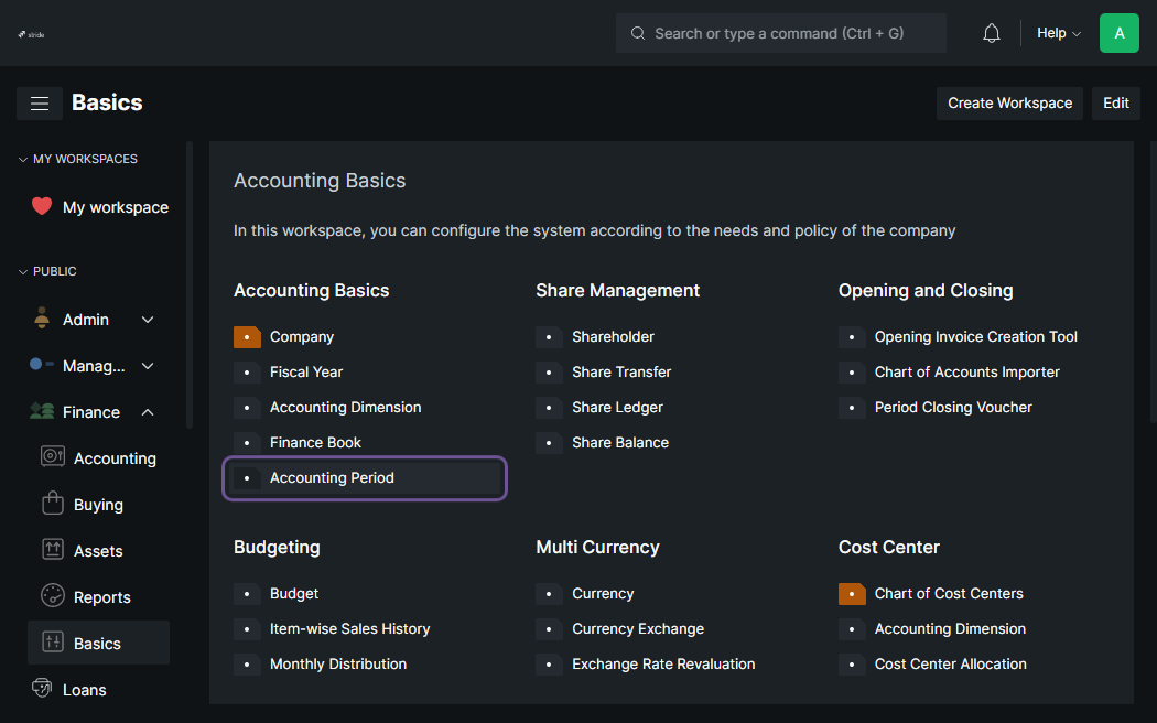 Click on Accounting Period