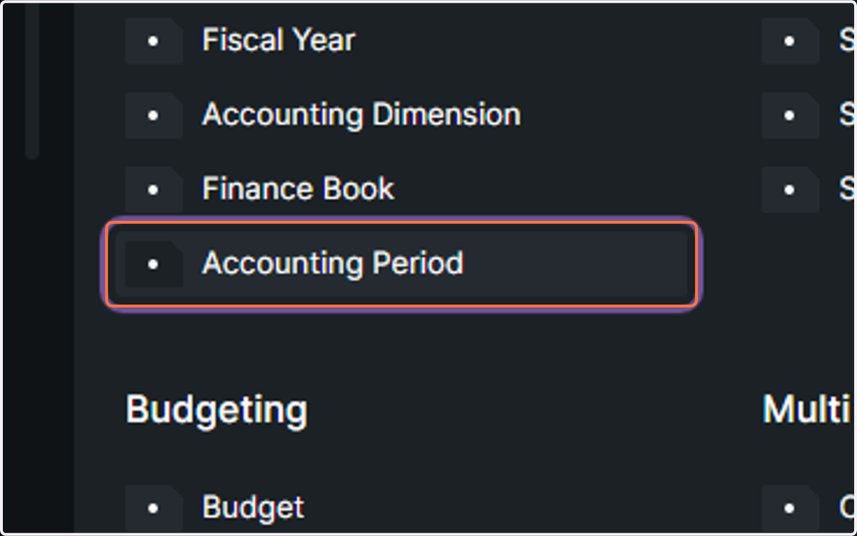 Click on Accounting Period