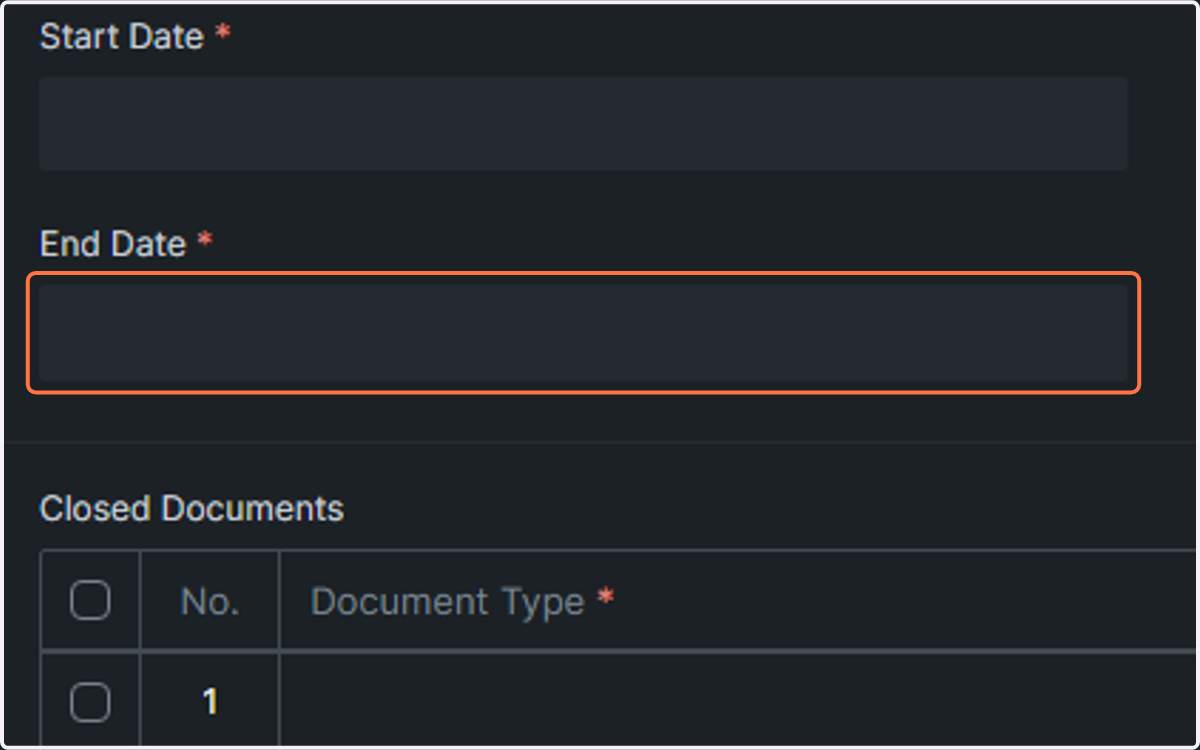 Select The End Date
