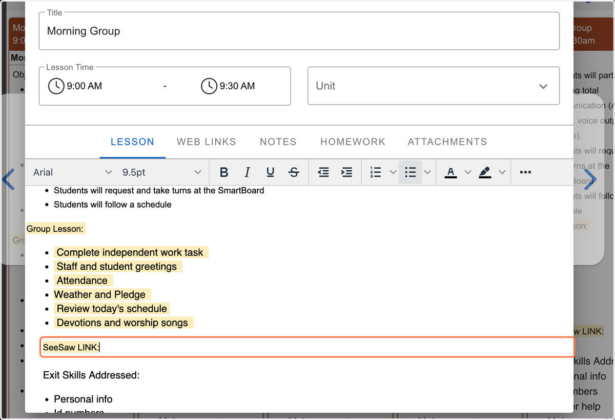 Paste a link to any seesaw or other online components