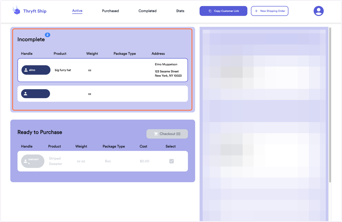 After they have filled out the form, it will appear on your Thryft Ship Active page