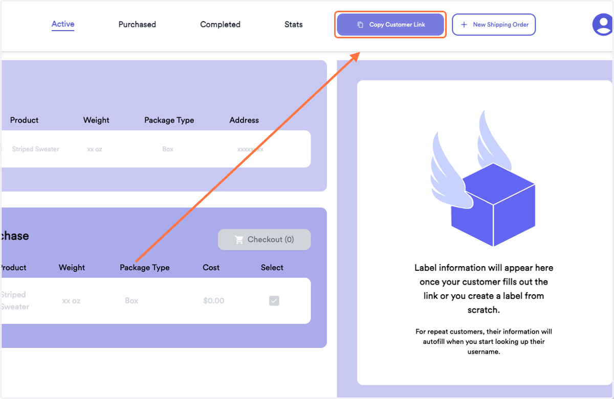 Click on Copy Customer Link