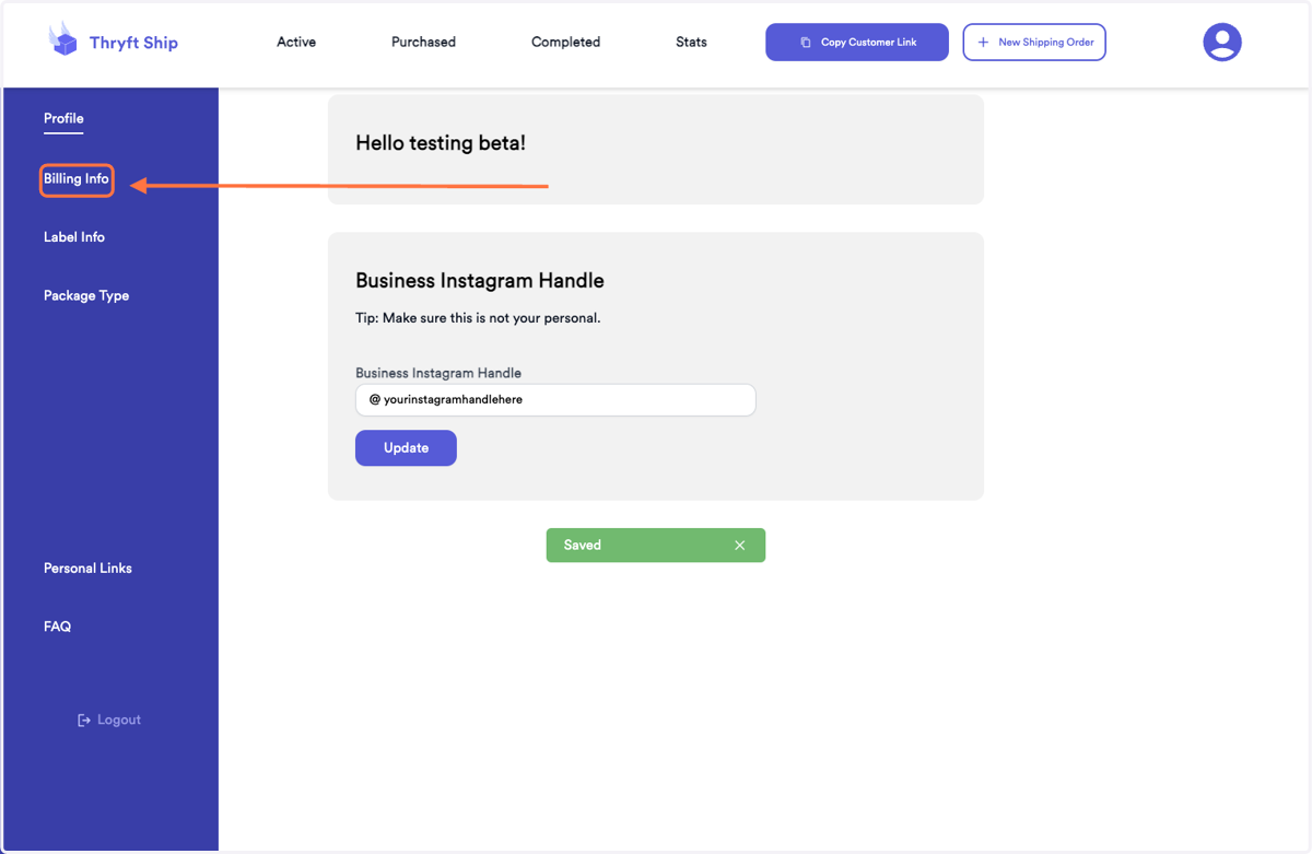 Click on Billing Info