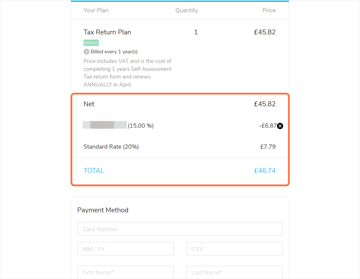After you click 'Apply', you'll see your total fee become discounted
