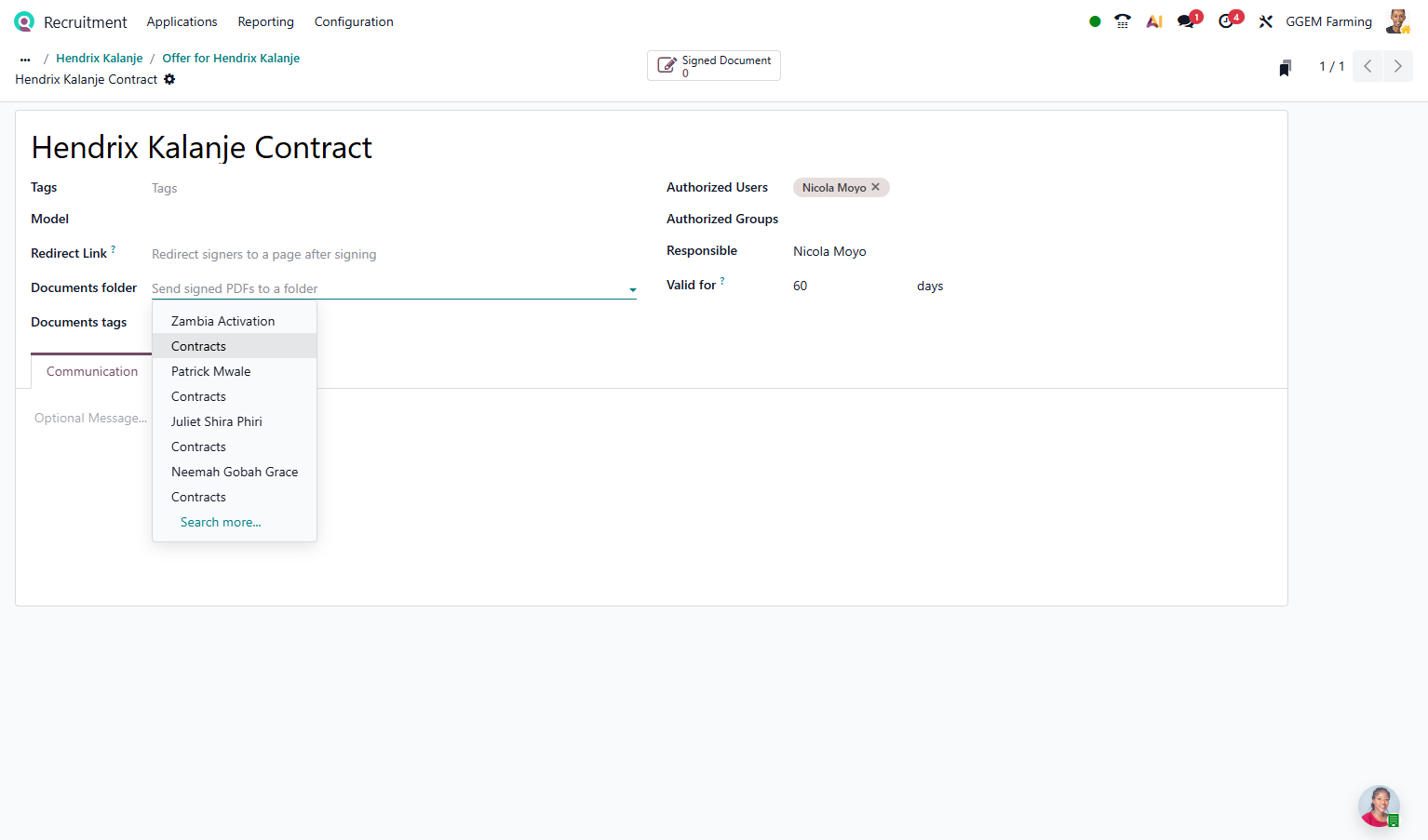 Click on Contracts