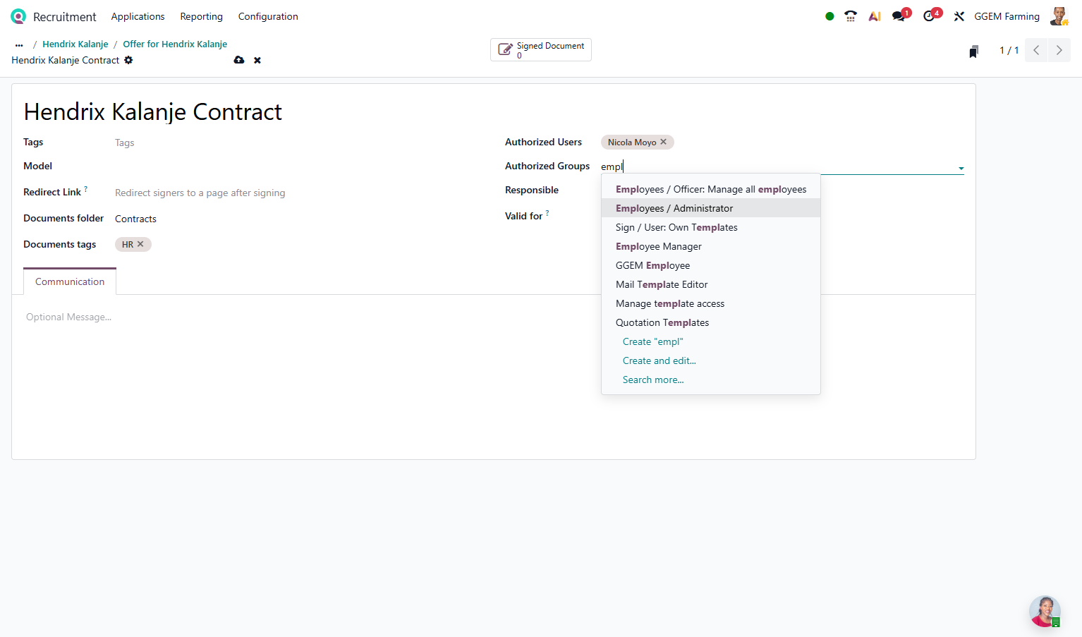 Click on Employees / Administrator