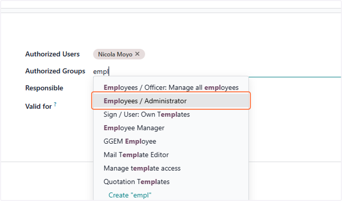 Click on Employees / Administrator