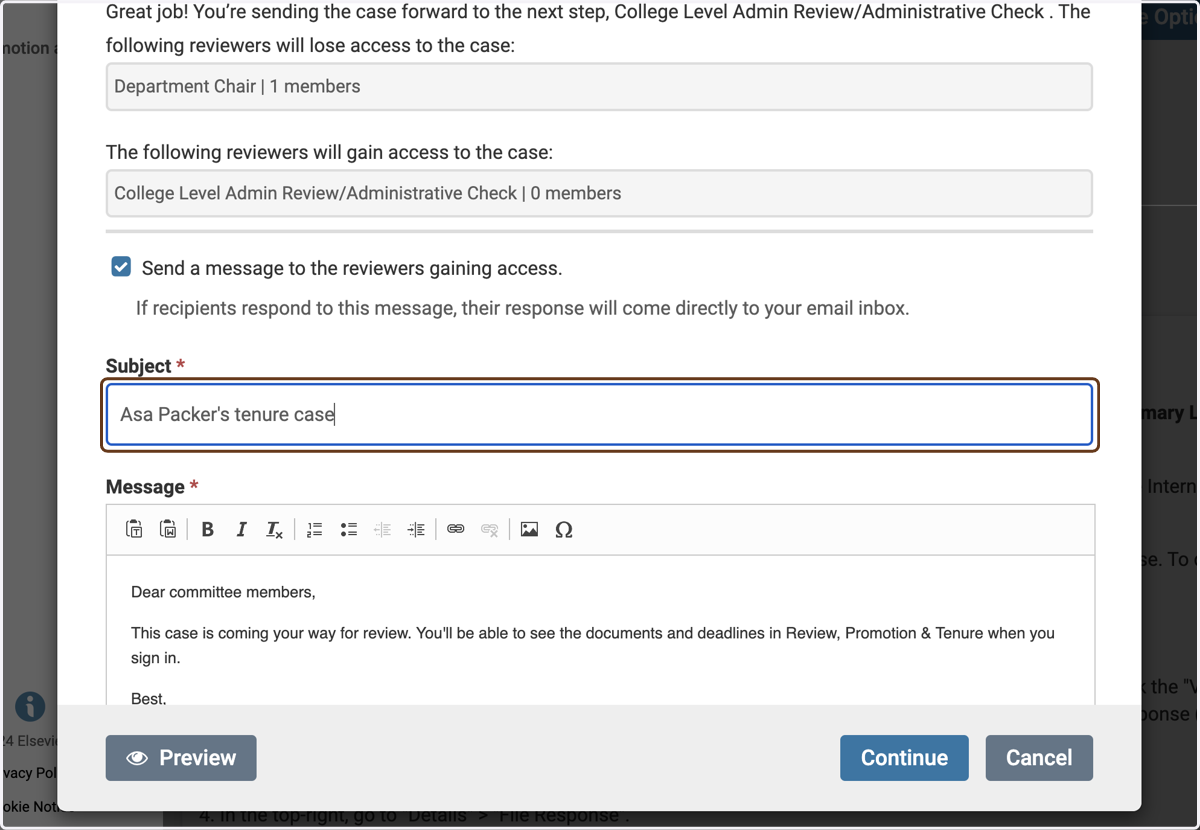 Customize the email notifying the college office, if you wish