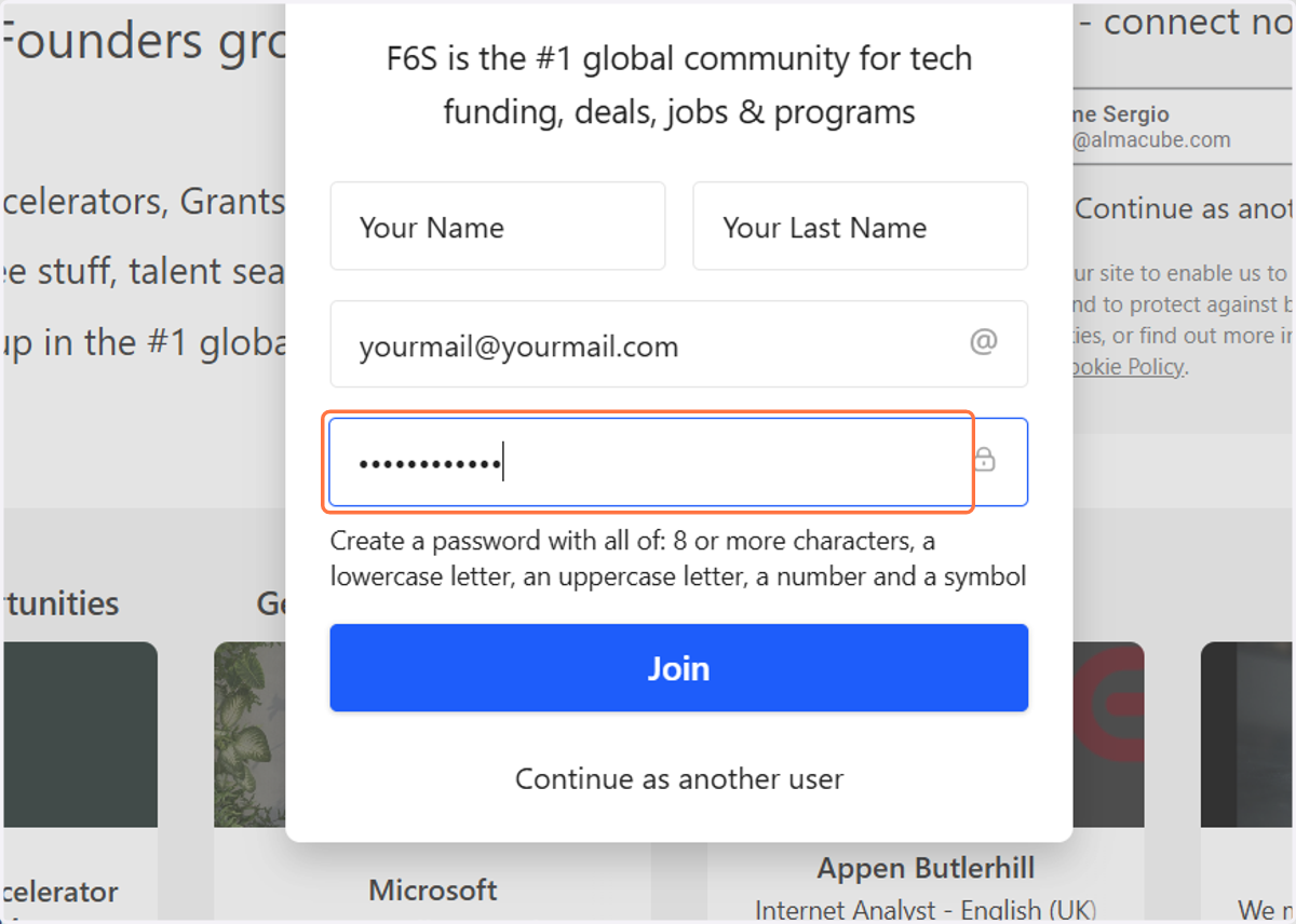 Enter your password, following the instructions below.