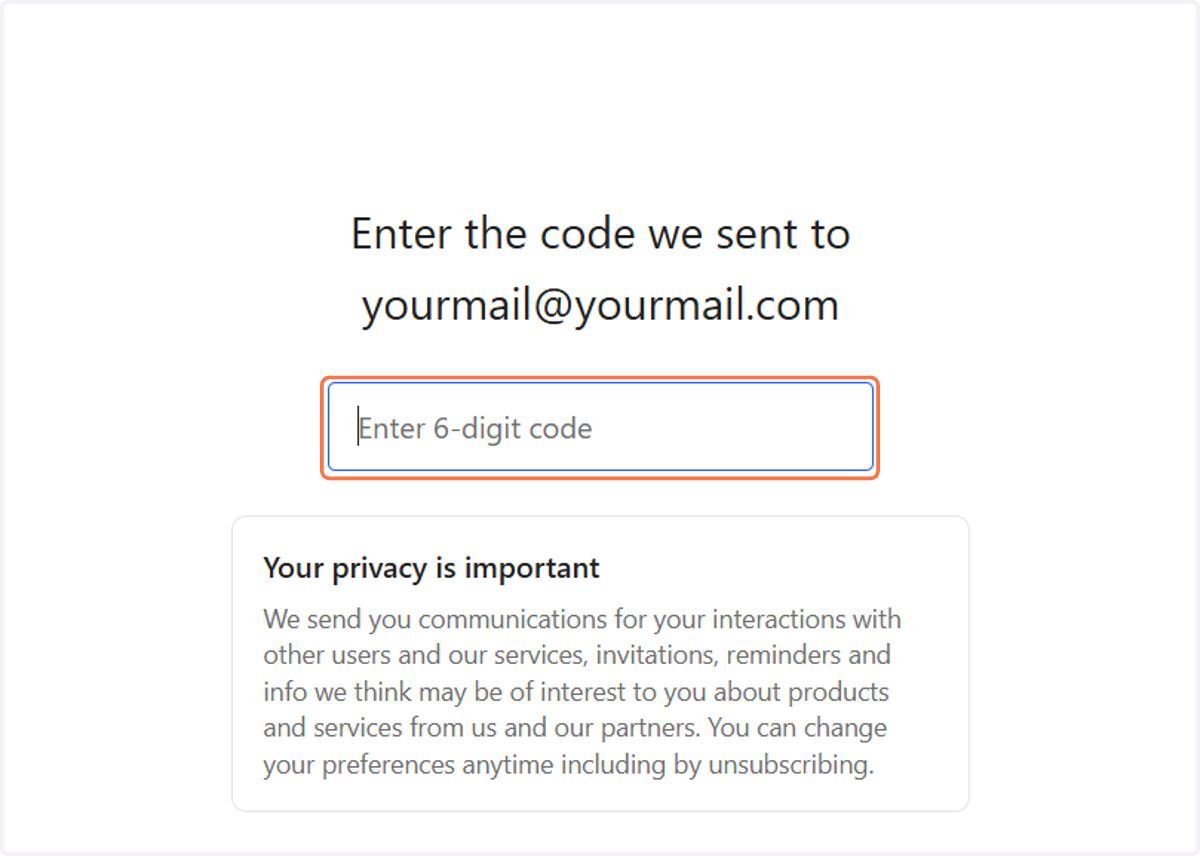 Click on Enter 6-digit code