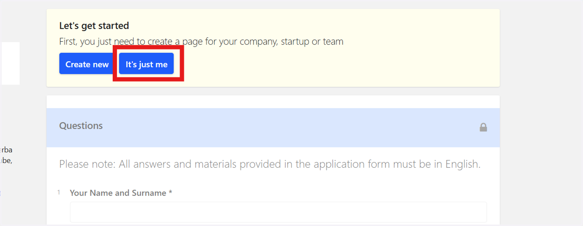 To use the quickest way to apply, click 'It's just me'. We'll parse the company name from your application details for you