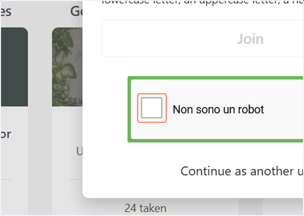 Click on Non sono un robot