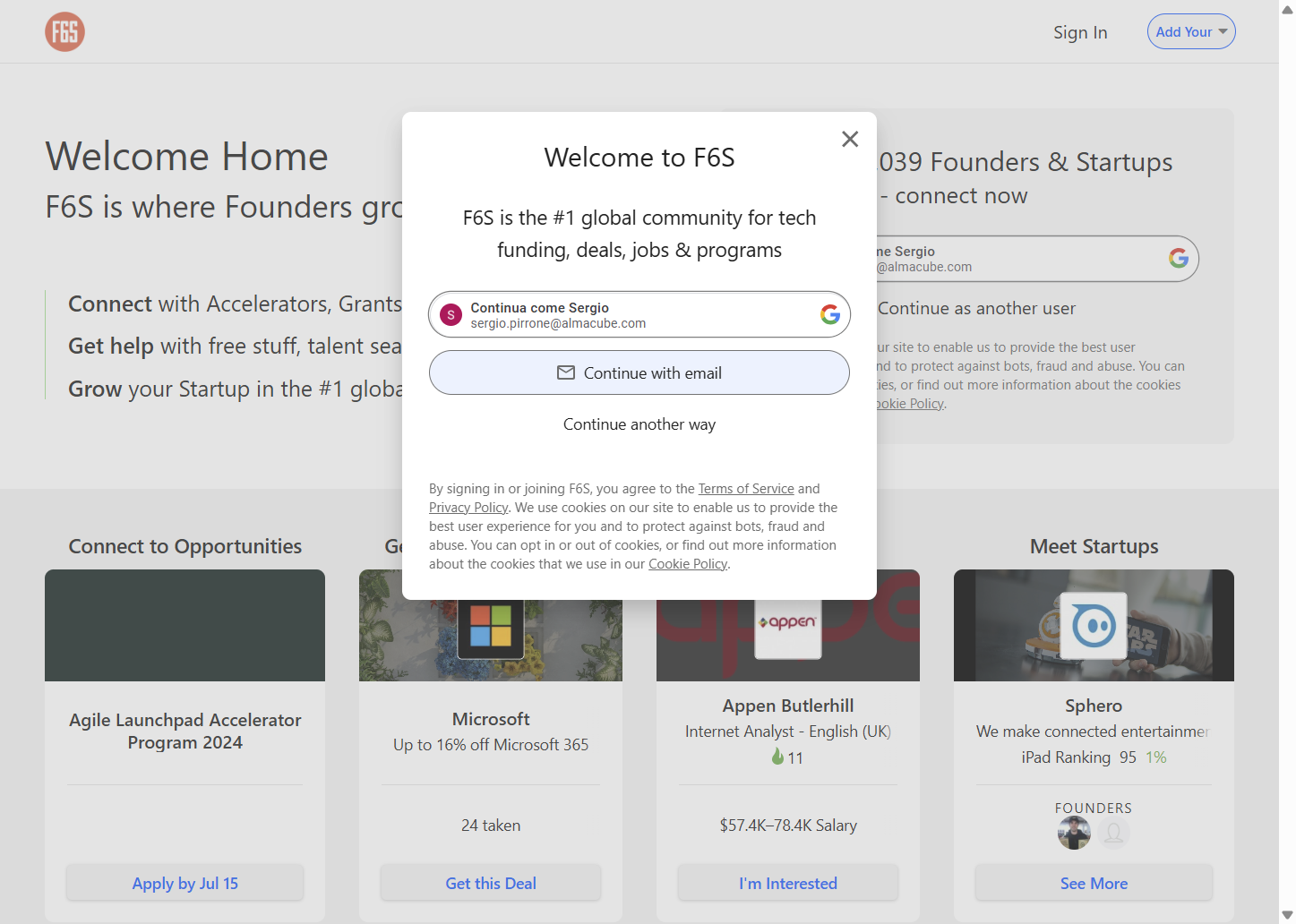 Click on Continue with email