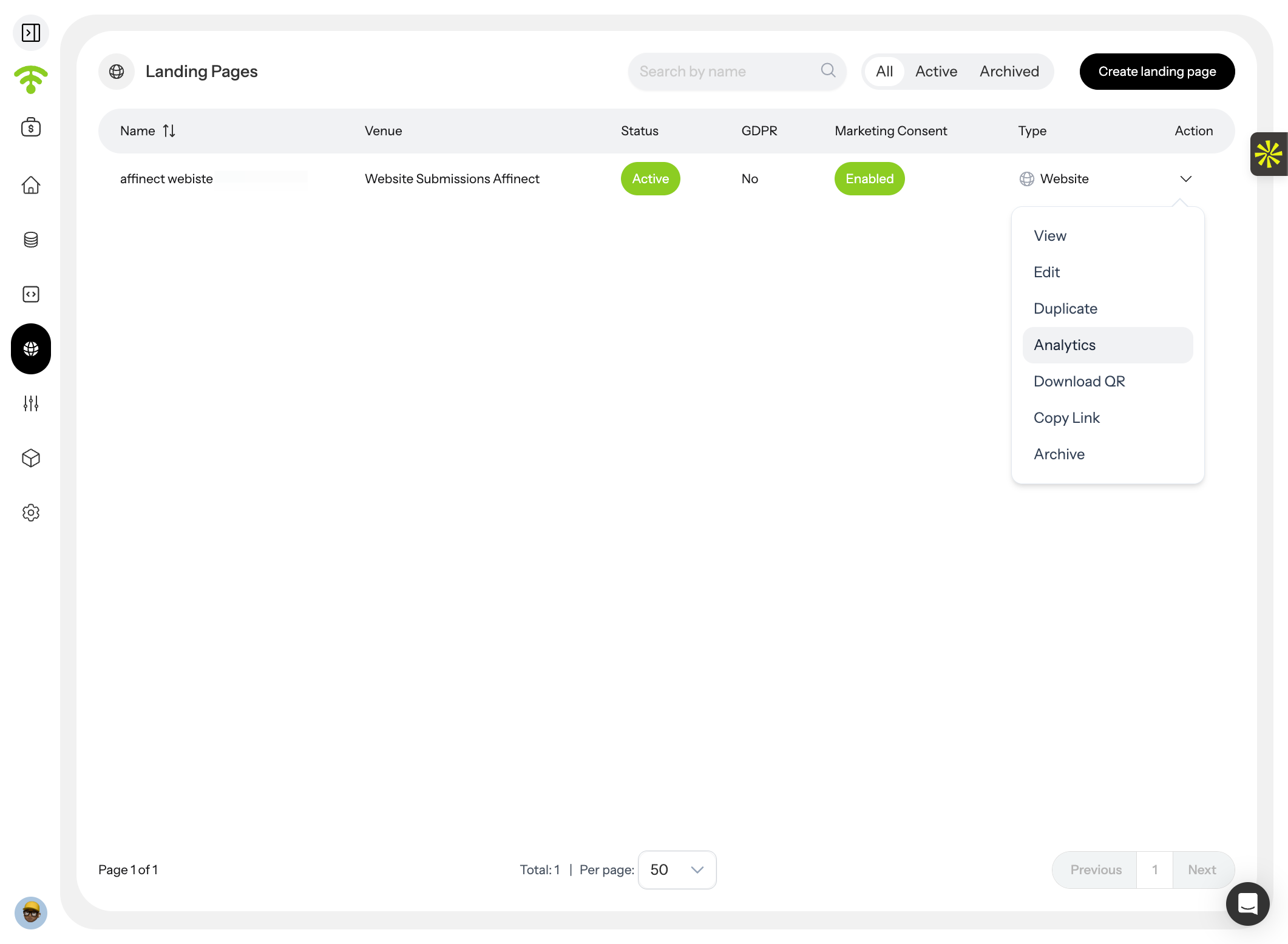Viewing Landing Page Analytics