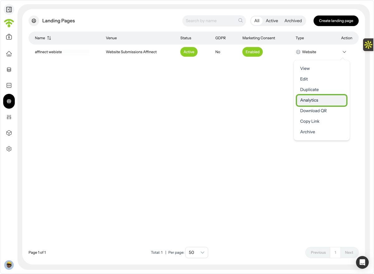 Viewing Landing Page Analytics