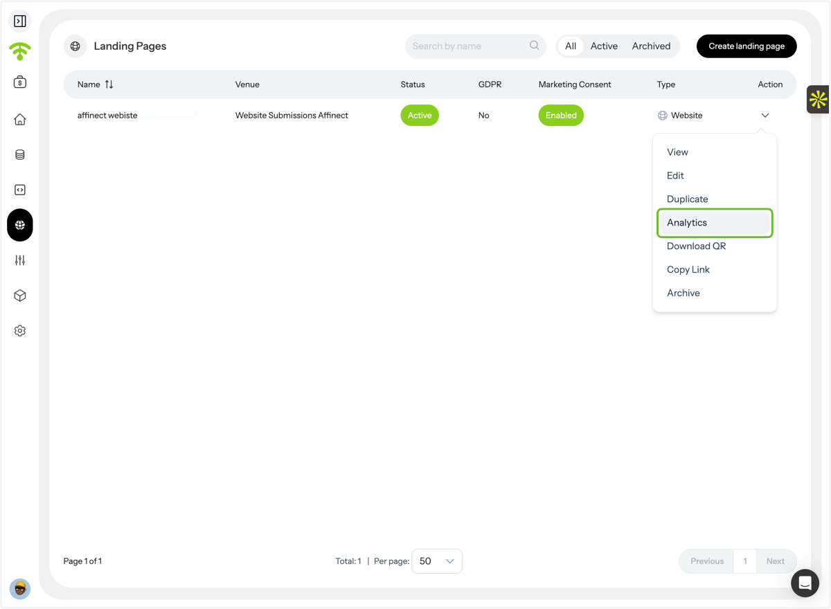 Viewing Landing Page Analytics