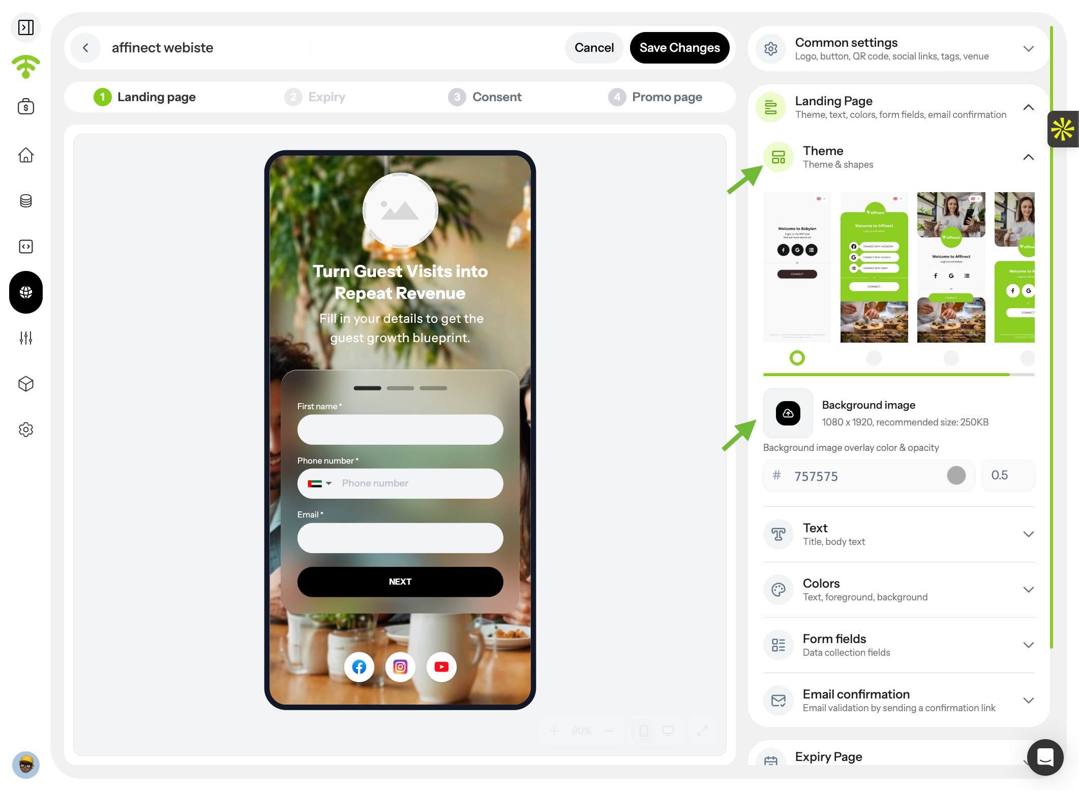 Customize the Landing Page Design