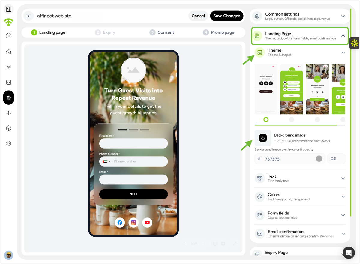 Customize the Landing Page Design