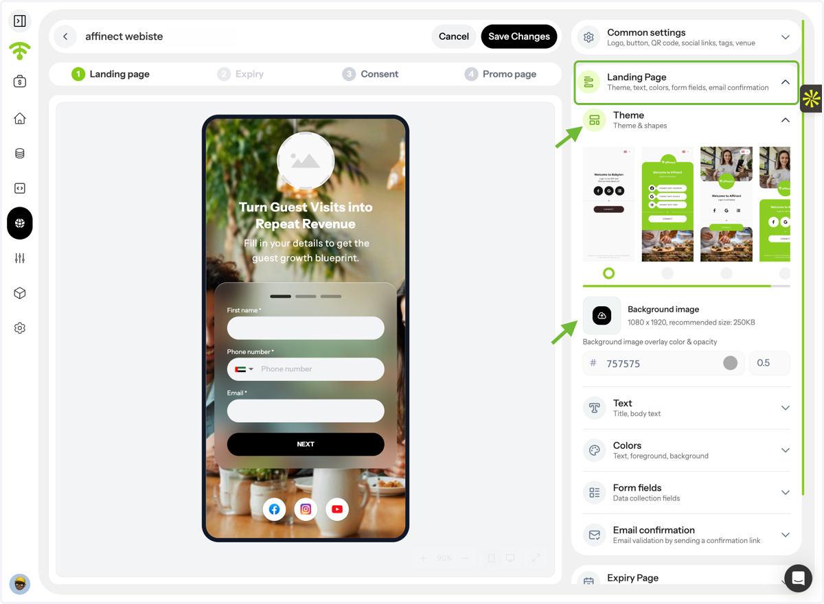 Customize the Landing Page Design