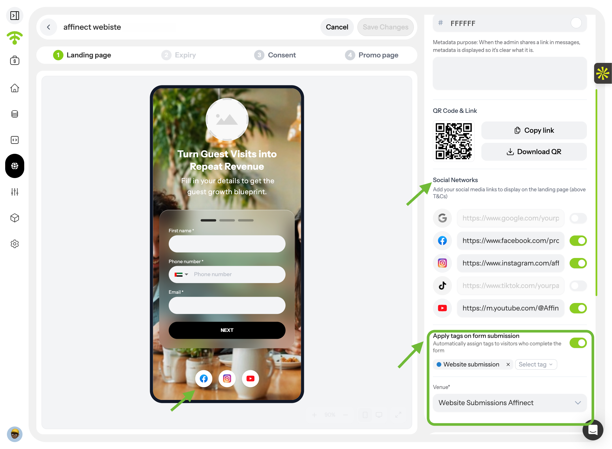 Add Social Links & Tags