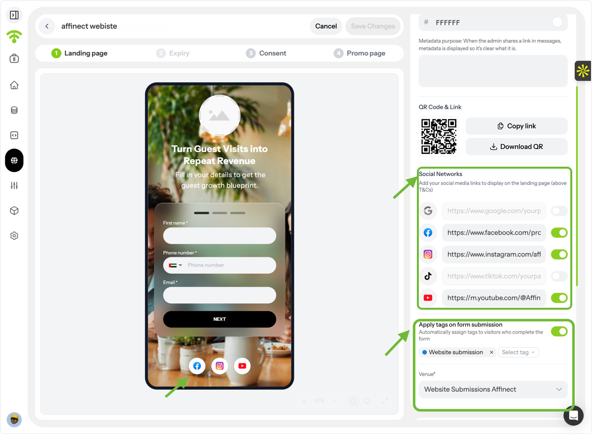Add Social Links & Tags