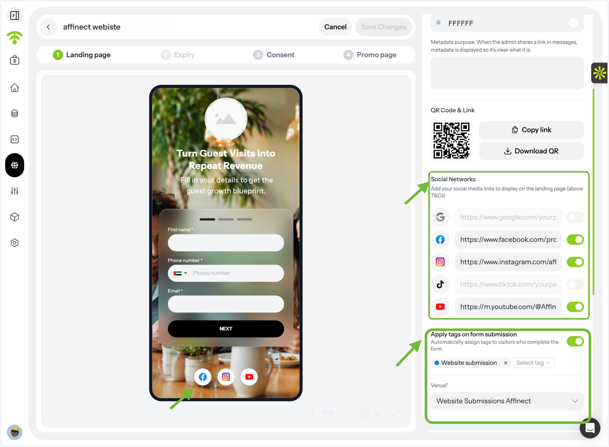Add Social Links & Tags