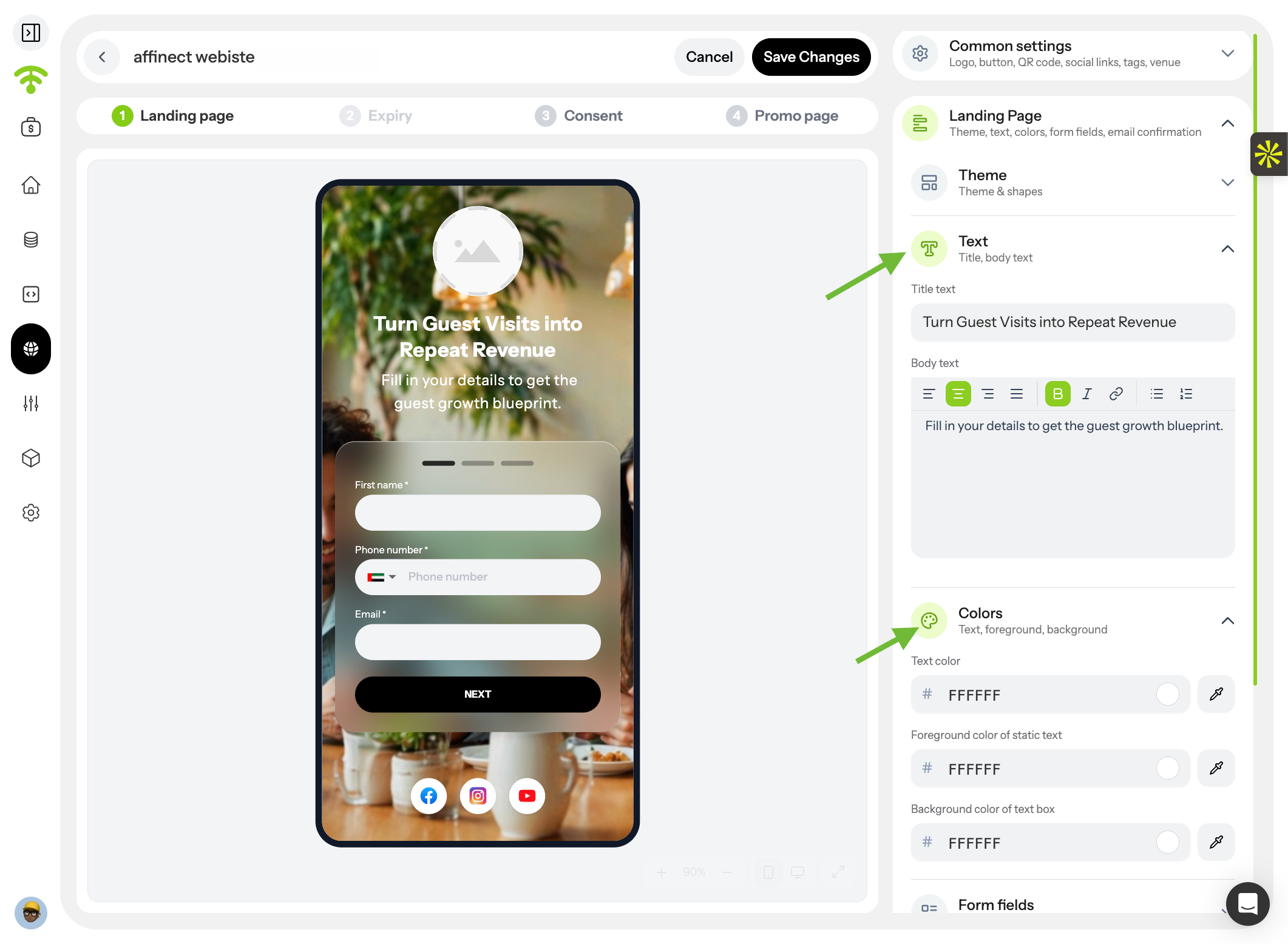 Add Landing Page Content