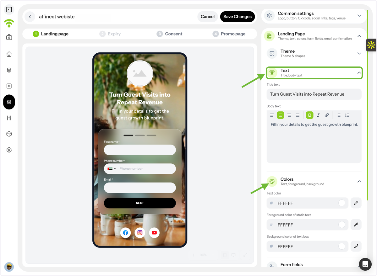 Add Landing Page Content