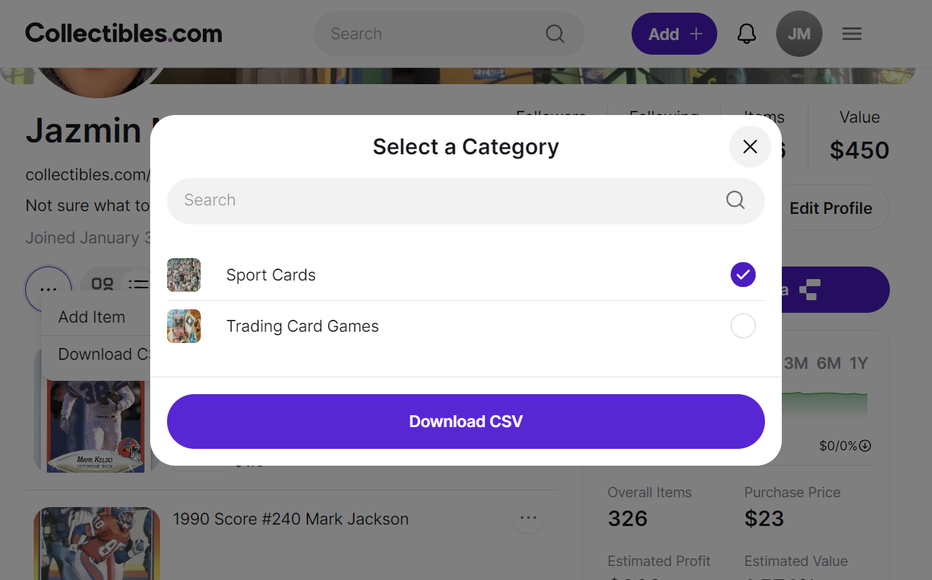 Click on Download CSV
