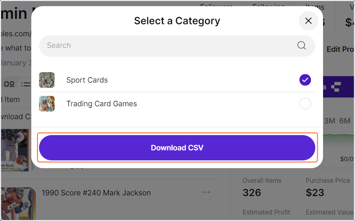Click on Download CSV