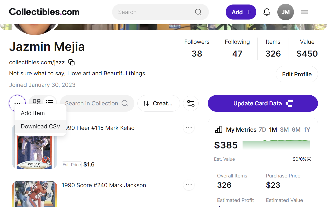 Click on Download CSV